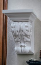 White plaster corbel oak - plaster,