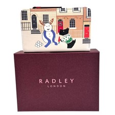 RADLEY Purse Red Leather Medium Coin Card Purse Boxed -Fun In The Snow - RRP £79