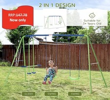 Metal 2 Swings & Seesaw Set