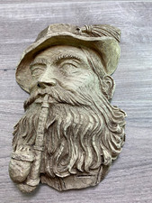 Old austrian Man Wall Plaque Highly Detailed Stone Garden Ornament