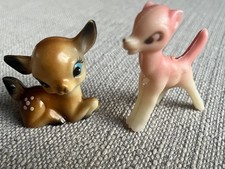 Vintage Miniature Plastic Deers Bambi Style Fawn Figurines Kitsch Christmas Decs