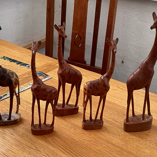 Wooden carved giraffe - wooden,