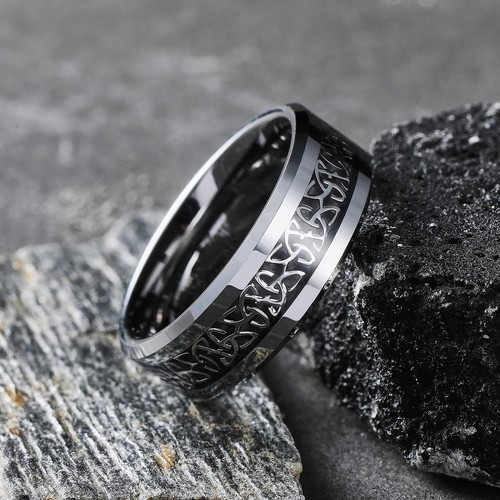 8mm celtic tungsten mens ring - celtic,