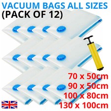 12 X STRONG VACUUM STORAGE SPACE SAVER SAVING VACUM VACCUM LARGE ORGANISER BAGS