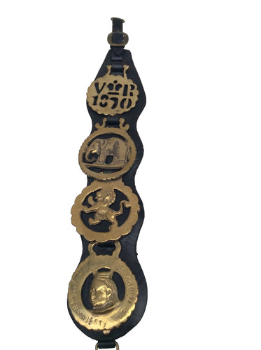 Leather horse brass strap - brass,
