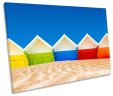 Seaside Beach Huts Modern CANVAS WALL ART Print Picture