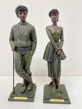 Pair of golfer Crosa Juliana collection, bronze effect figurines. Good Condition