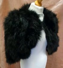 Soft Fluffy Black Real TURKEY Feather Bolero Short Jacket Medium 36" R2