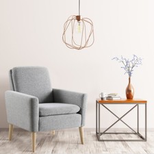 Linen Modern Single Armchair Club Chair Wood Legs for Living Room Hall Office