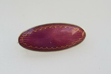 NORWEGIAN SILVER & PINK ENAMEL BROOCH - 930 S STERLING - MARIUS HAMMER AS FOUND