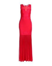 Lipsy Full Length Occasion Dress Size 8 Stretch Fishtail Hem Hot Pink Mesh Lace 