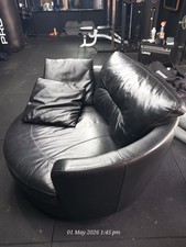 Black Leather Swivel Cuddle