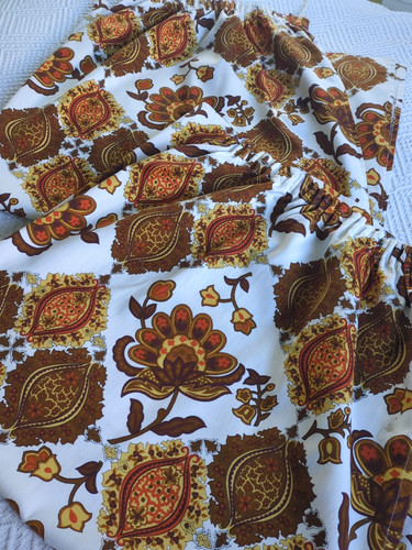 Vintage orange brown curtains - vintage,