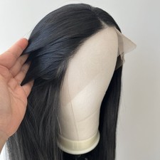 Black Long Straight Heat Resistant Synthetic Hair Lace Frontal Wig