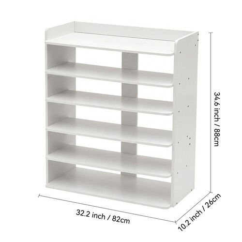 White wooden hallway shoe rack - wooden,