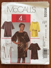 McCALL'S 5555 DRESSES + BELT 8 10 12 14 16 Shift Smock Dress Sewing Pattern