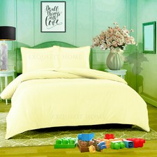 SINGLE Polycotton Set Plain Dyed Duvet Cover Quilt With Pillowcase Bedding Set 