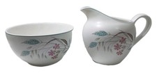 J&G Meakin Creamer Jug & Sugar Bowl White w/Floral Pattern Excellent Condition