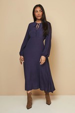 Wallis Navy Fit & Flare Dress Womens Daywear Dresses