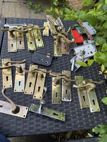 Vintage brass door handles - handles, &
