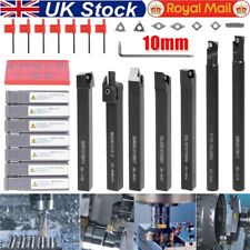 7 Set 10mm Shank Lathe Turning Tool Holder Boring Bar & 7x Carbide Insert Blade