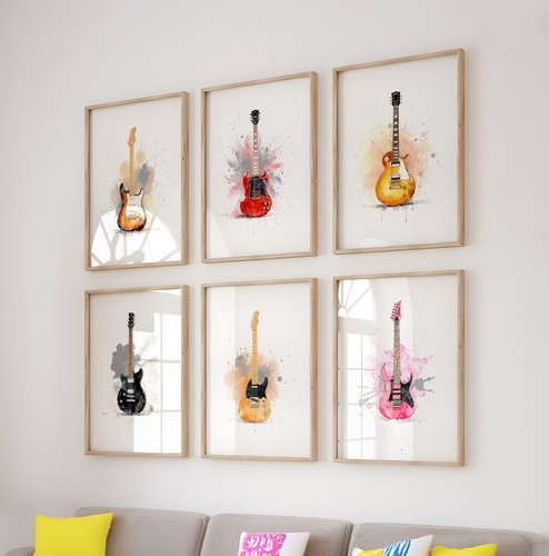 Watercolour guitars art - watercolour,