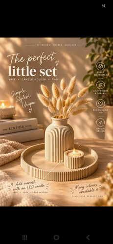 Modern ribbed printed vase - 3d,