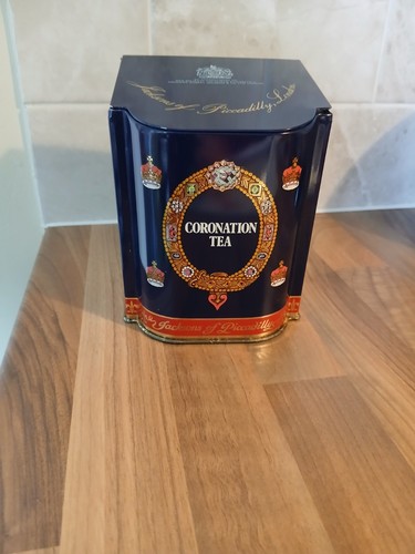 Vintage tea caddy tin canister - tin,
