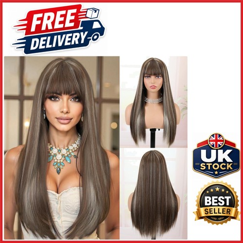 Synthetic brown wig with - synthetic,