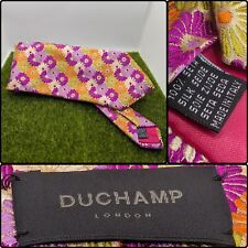 DUCHAMP LONDON MULTI-COLOUR 60'S FLORAL SILK JACQUARD TIE - MADE IN ENGLAND 