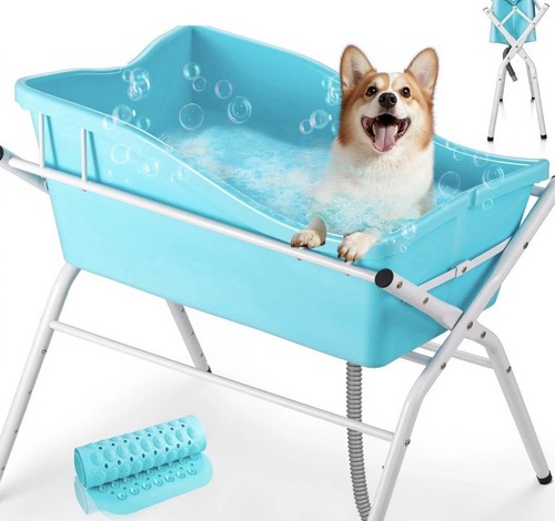 Inch blue pet bathing tub - bathing,
