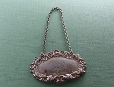 SILVER DECANTER LABEL FOR RUM. DECANTER,BOTTLE.