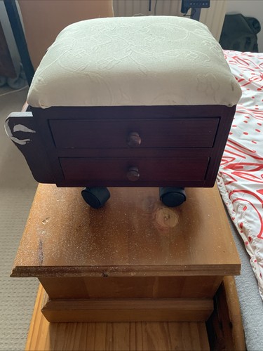 Small wooden wheeled footstool - wheeled,