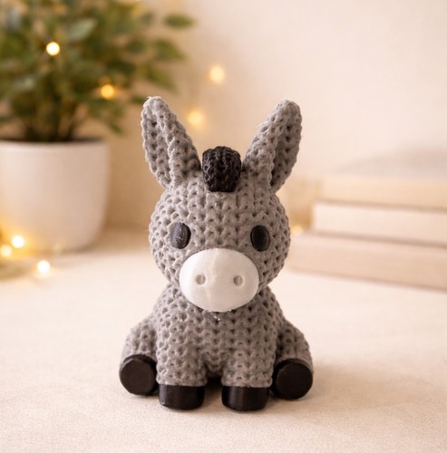Knitted style donkey ornament - knitted,