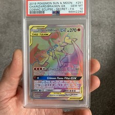PSA 10 Charizard & Braixen GX 251/236 Cosmic Eclipse Rainbow Pokemon GEM MINT