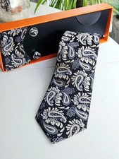 Mens Black Gold Beige Paisley