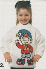 Vintage Intarsia Knitting Pattern Noddy Sizes 22 - 40 Inch Chest   (207)