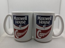 Maxwell House Cappuccino Coffee Mugs Pair X2 Large Vintage TAMS Rare