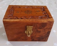 Vintage Hand-Carved Wooden Indian Jewellery Storage Trinket Box