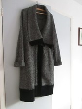 OSKA black stripy unusual wool coat. Size 3