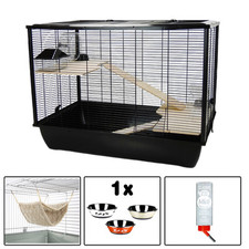 Rat Hamster Cage Langham Black Cosy Hammock Metal Bowl Home
