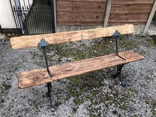 VINTAGE TRAM BENCH SWITCHBACK REVERSIBLE WOOD BENCH WITH CAST IRON LEGS