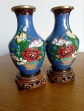 Cloisonne vases pair with