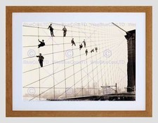 VINTAGE NEW YORK PAINTER BROOKLYN BRIDGE SUSPENDER CABLE FRAMED PRINT B12X3495