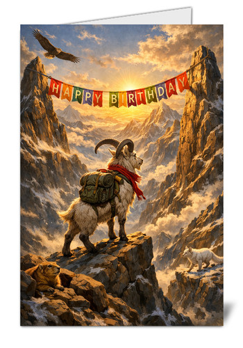 Mountain goat birthday - mountain, card