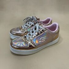 Skechers Energy Light Up Trainers Bronze Pink  Size UK 5 Womens Lace Up