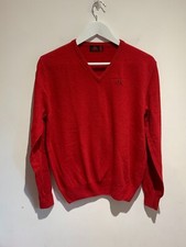 VTG 80s Robe Di Kappa knit jumper M VGC V neck wool red logo golf casual