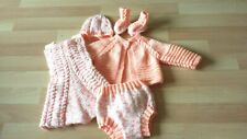 handknit vintage newborn/reborn outfit girls orage mult shower party present 
