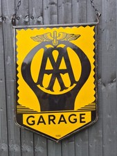 Genuine Double Sided AA Garage Enamel Sign Automobilia 31" x 22"