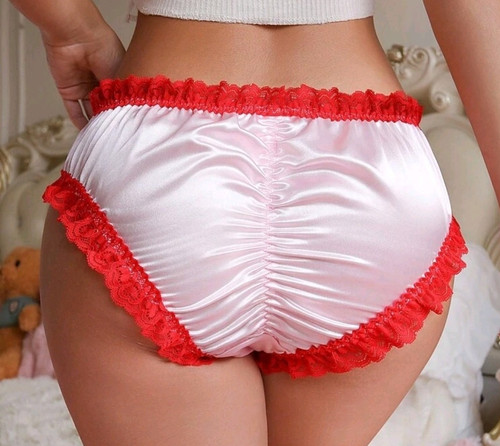 Pink silky satin - pink, ruffle